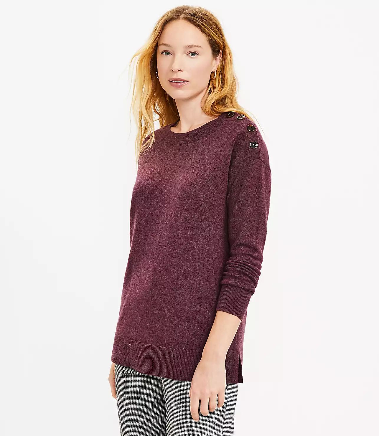 Shoulder Button Tunic Sweater | LOFT