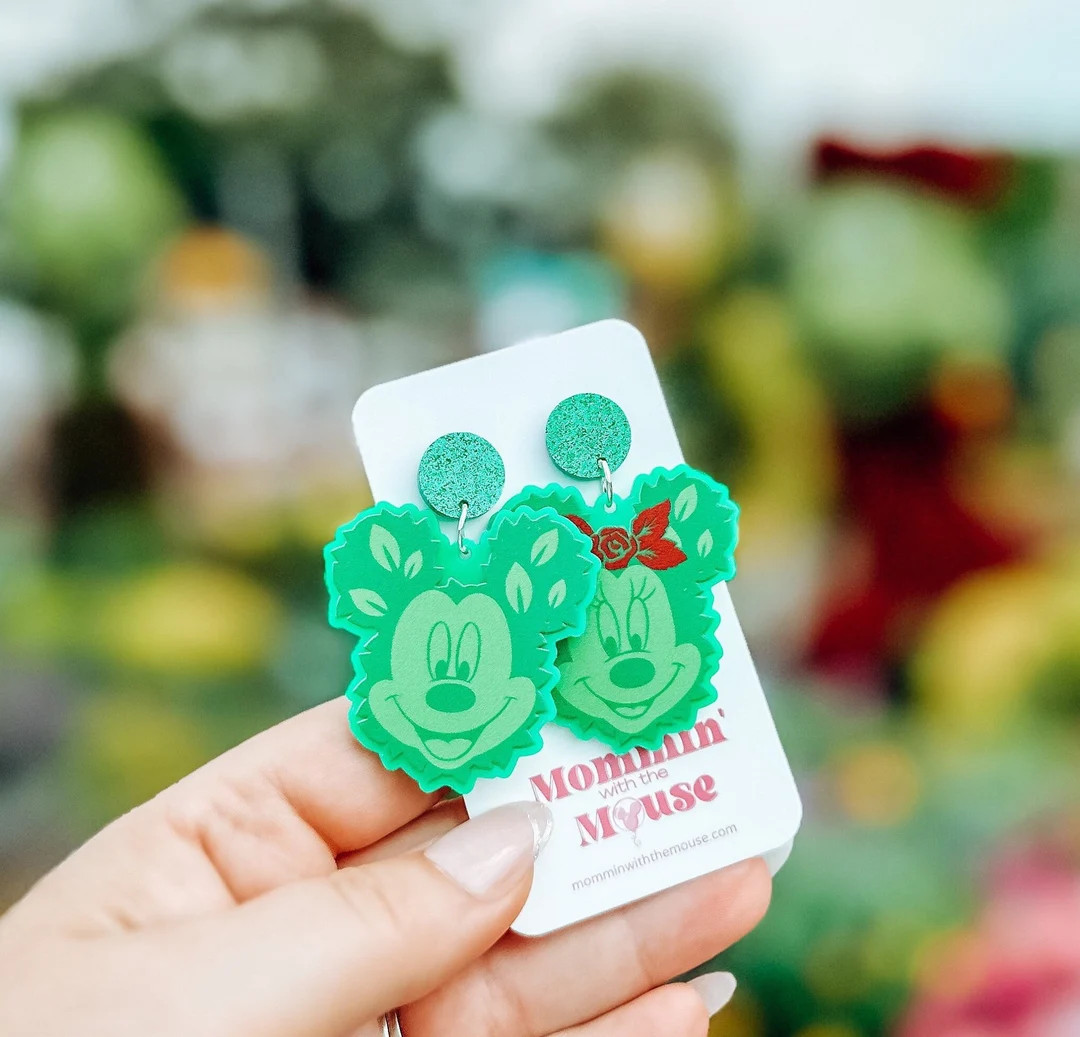 Mickey and Minnie Topiary Earrings Flower and Garden Earrings Epcot Festival Earrings - Etsy | Etsy (US)