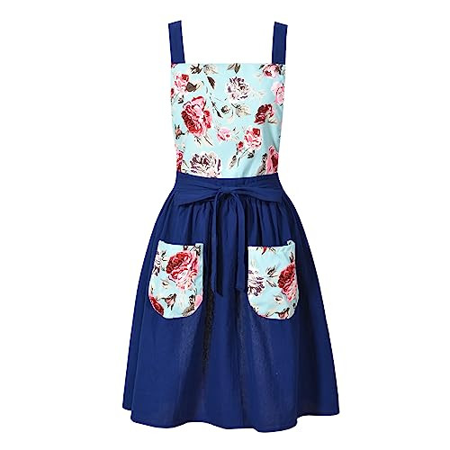 Pinknoke Vintage Pinafore Apron Dress for Women with Pockets Cute Floral Chef Aprons for Kitchen ... | Amazon (US)
