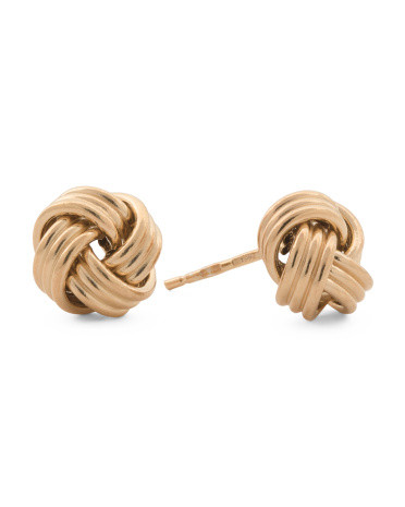 Made In Italy 18kt Gold Plated Sterling Silver Knot Stud Earrings | TJ Maxx