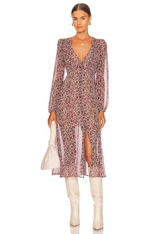 HEARTLOOM Ambrosia Midi Dress in Merlot from Revolve.com | Revolve Clothing (Global)