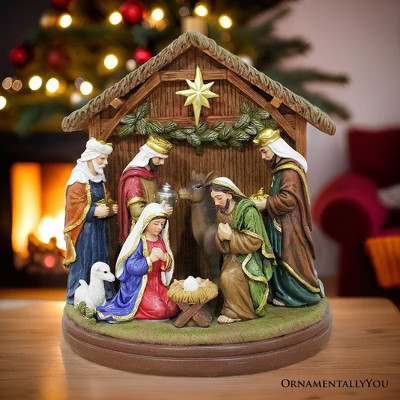 Radiant Nativity Scene Handcrafted Statue Figurine, 7" Birth of Jesus Christian Home Decoration| OrnamentallyYou | Target