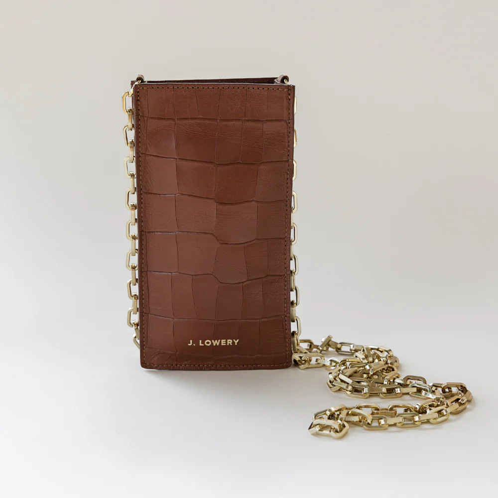 J. LOWERY PHONE POUCH | Cognac Croc | J. LOWERY