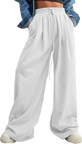 Aleumdr Wide Leg Sweatpants for Women 2025 Trendy Fashion High Waisted Drawstring Loose Long Pant... | Amazon (US)