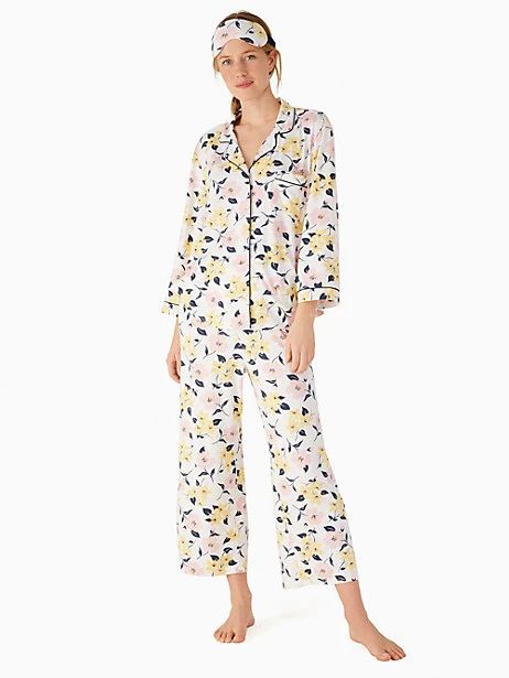 floral print 3/4 sleeve boxed pj set | Kate Spade Outlet