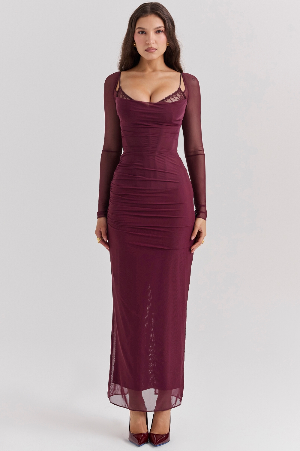 wine maxi dress | House of CB