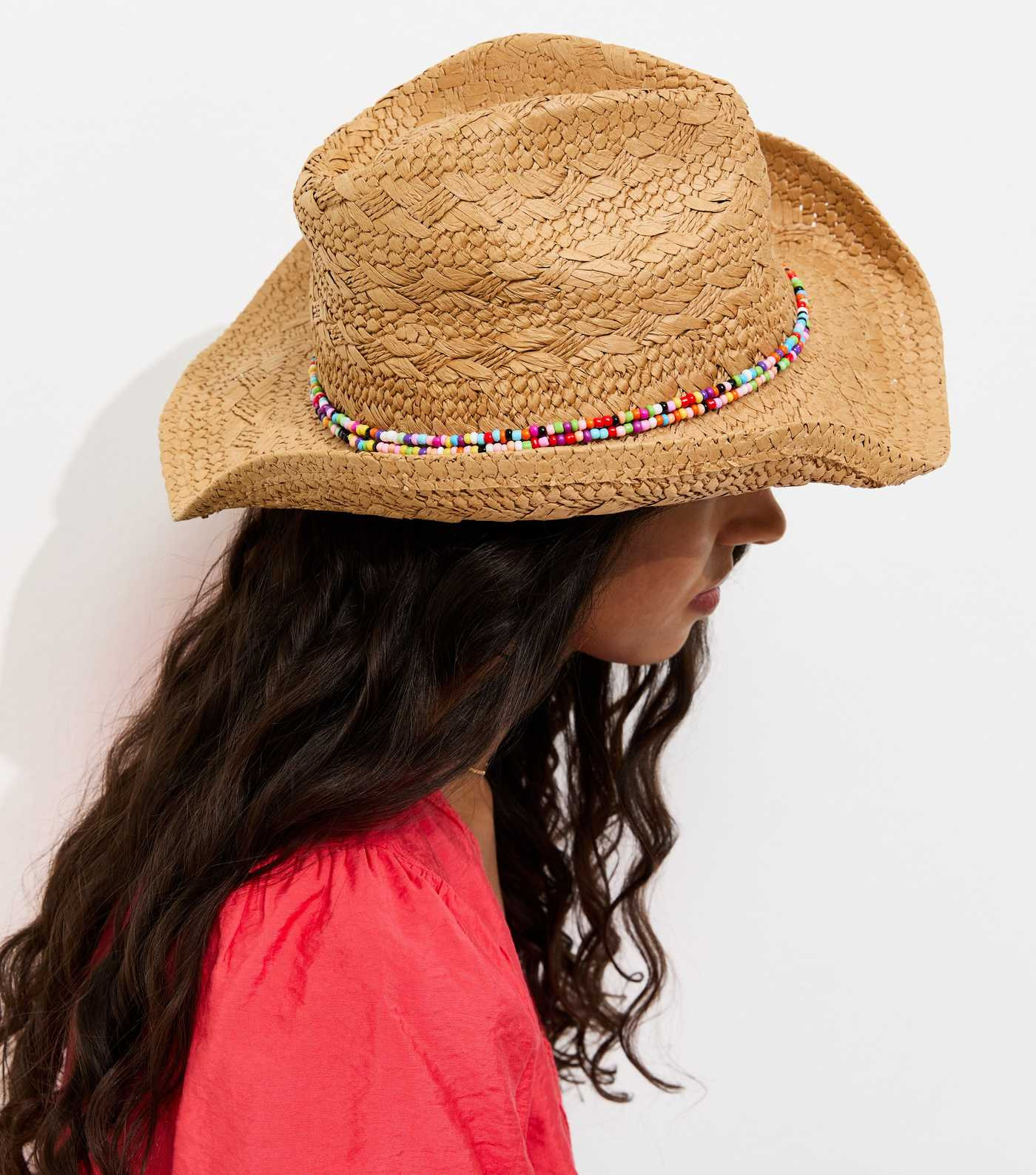 Tan Beaded Straw Western Hat | New Look | New Look (UK)