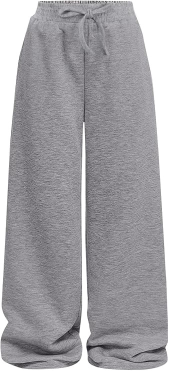 Girls Wide Straight Leg Loose Sweatpants Elastic Waist Drawstring Jogger Pants | Amazon (US)