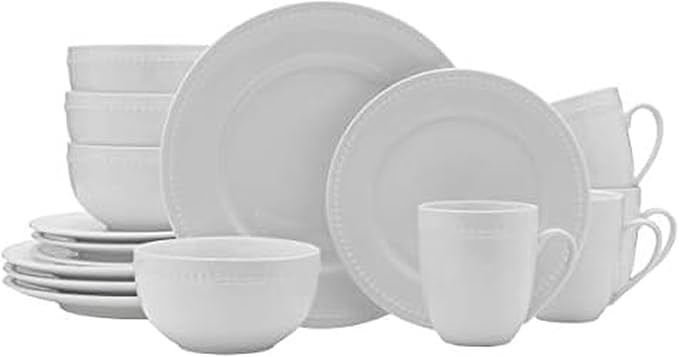 Everyday White by Fitz and Floyd, Beaded 16 Piece Dinnerware Set, Service for 4 | Amazon (US)