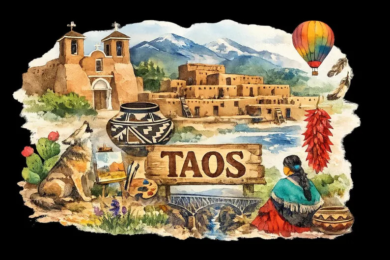 Taos New Mexico Watercolor PNG | Southwestern Desert Travel Sublimation Design | Taos Pueblo Digi... | Etsy (Global)