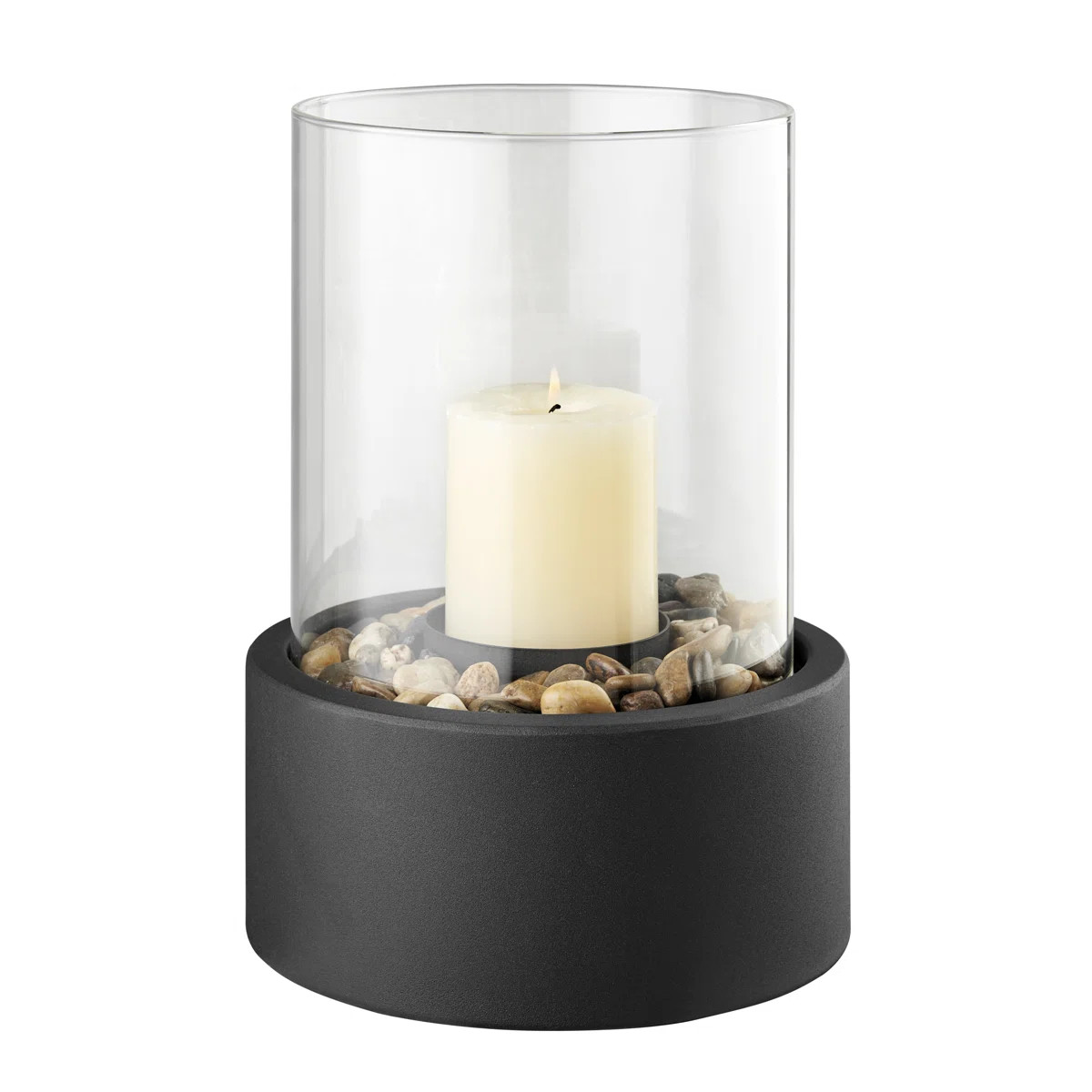 Tabletop Pillar Hurricane Candleholder with Decorative Pebble Base - Large | Wayfair North America
