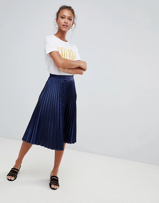 Only Satin Plisse Skirt | ASOS UK