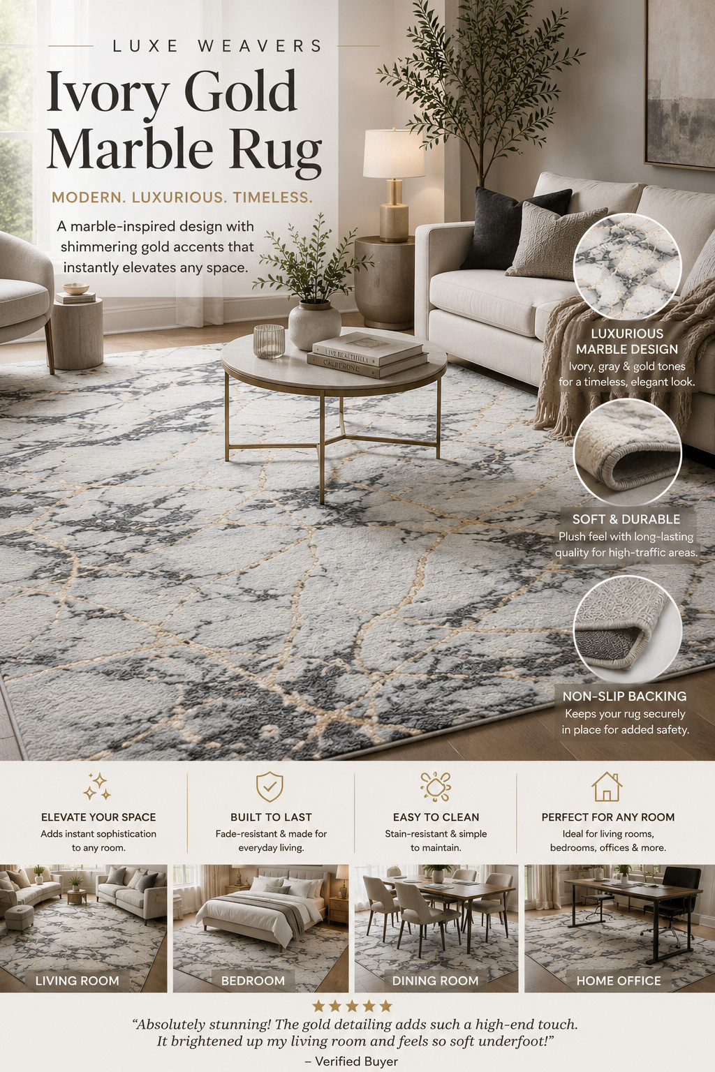 This rug makes any room look instantly more expensive ✨
The marble-inspired pattern with soft gold detailing gives such a luxury designer feel without overpowering the space.

I love how modern, elegant, and versatile this looks — perfect with neutral interiors, black accents, warm wood tones, or minimalist decor 🤍

It seriously looks like something from a high-end showroom.

#ltkhome #luxuryhome #homedecor #designerhome #ruglove 

 #LTKHome