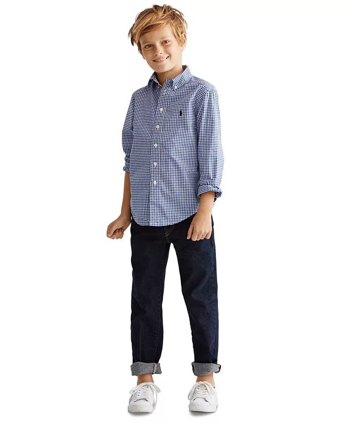 Toddler and Little Boys Gingham Cotton Poplin Shirt | Macy's