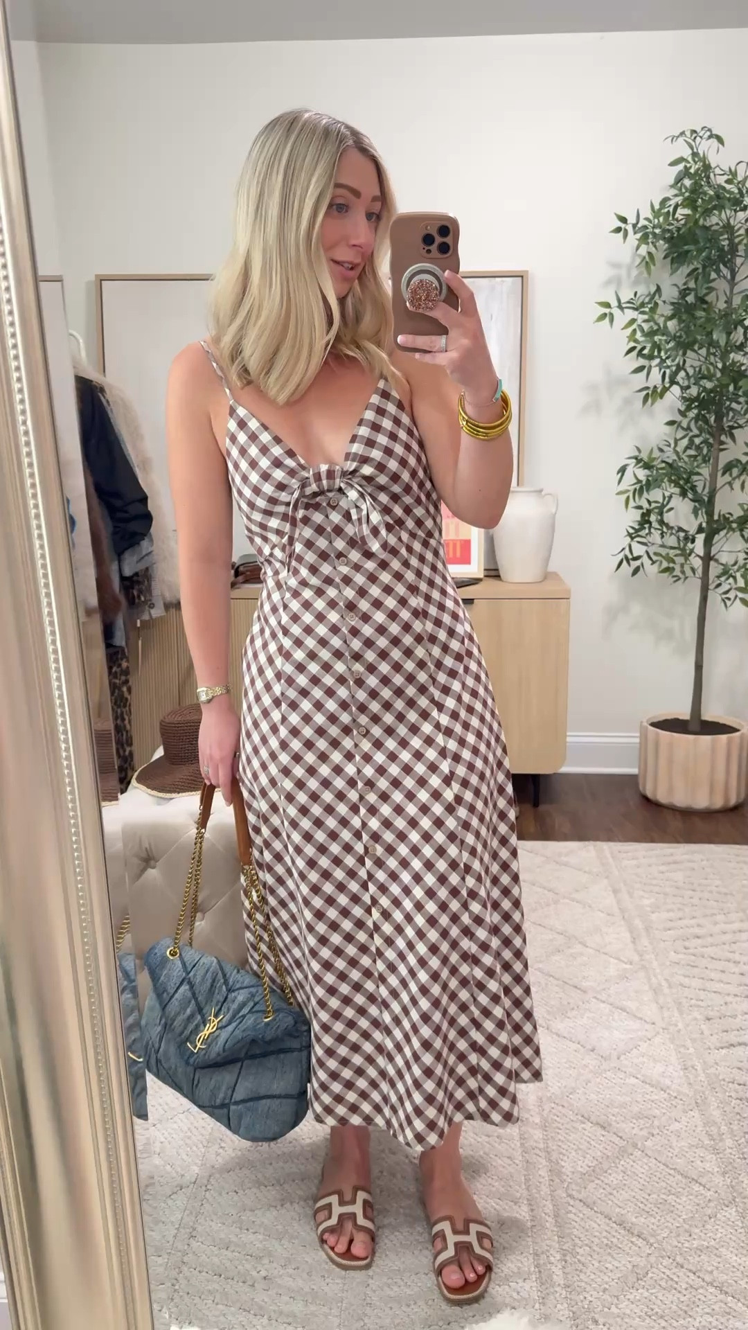 Friday night dinner OOTD in the cutest check dress that looks like Anthro but it’s only $35! 🤩🩵 Truly such a good dress and perfect for Spring and Summer! 💁🏼‍♀️ 

Size small dress (TTS)

Target dresses, spring dresses 

#LTKootd #LTKdayinmylife #LTKgrwm