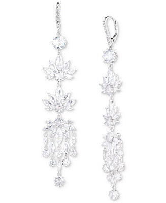 Silver-Tone Cubic Zirconia Chandelier Earrings | Macy's