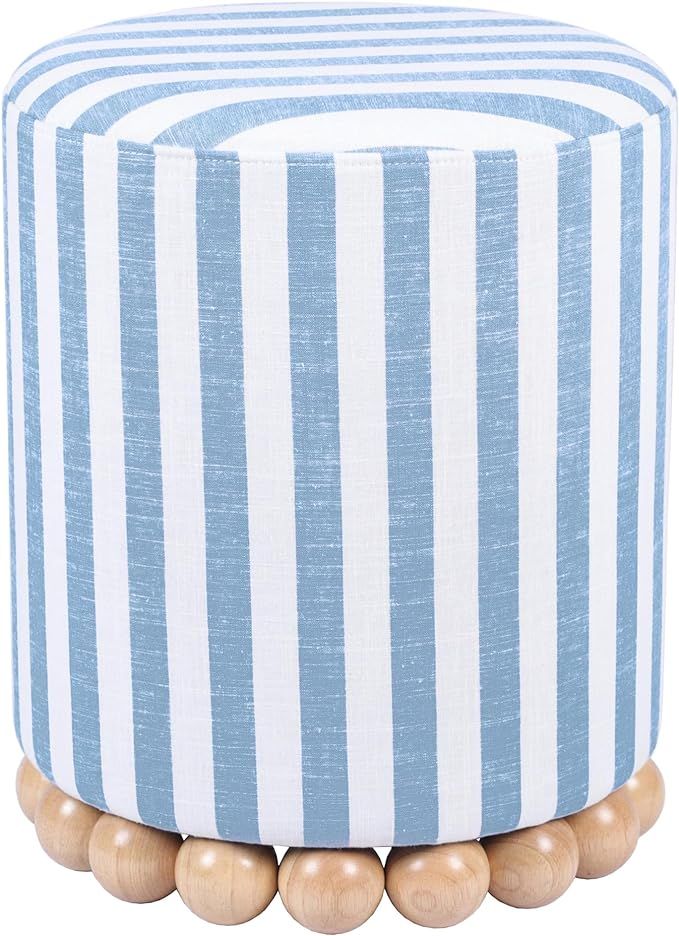 Tov Furniture Dex Pastel Blue Striped Linen Ottoman | Amazon (US)