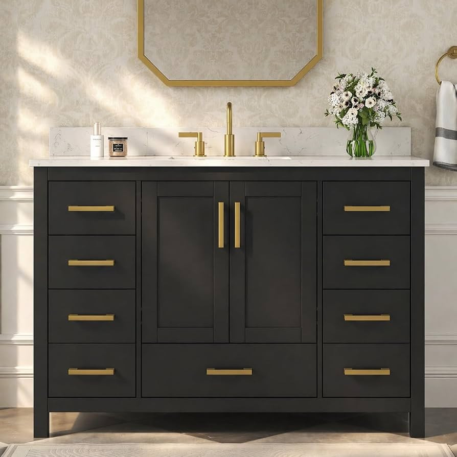 48" Black Bathroom Vanity with Sink, No Assembly Required | Amazon (US)