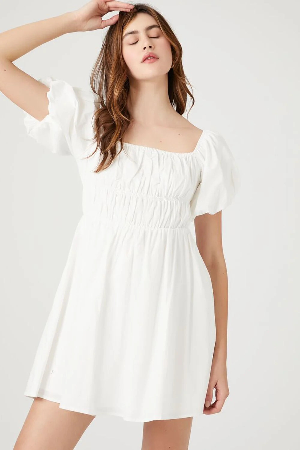 Poplin Peasant Mini Dress | Forever 21 (US)