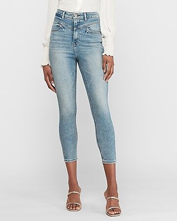 Super High Waisted Seamed Cropped Skinny Jeans | Express