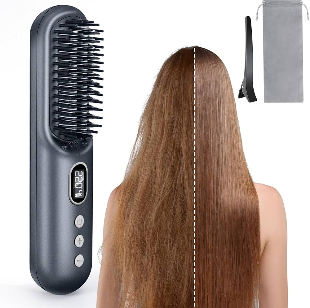 LAMA Cordless Hair Straightener Brush - Portable Hair Brush - 20s Fast Heating - 130 Million Plas... | Amazon (US)