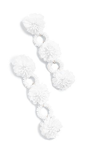 BaubleBar Women's Three Flower Drop Beaded Earrings, White/Gold, One Size | Amazon (US)