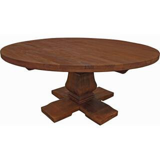 Brown Wood 58.00 in. Pedestal Base Dining Table Seats 6 | The Home Depot