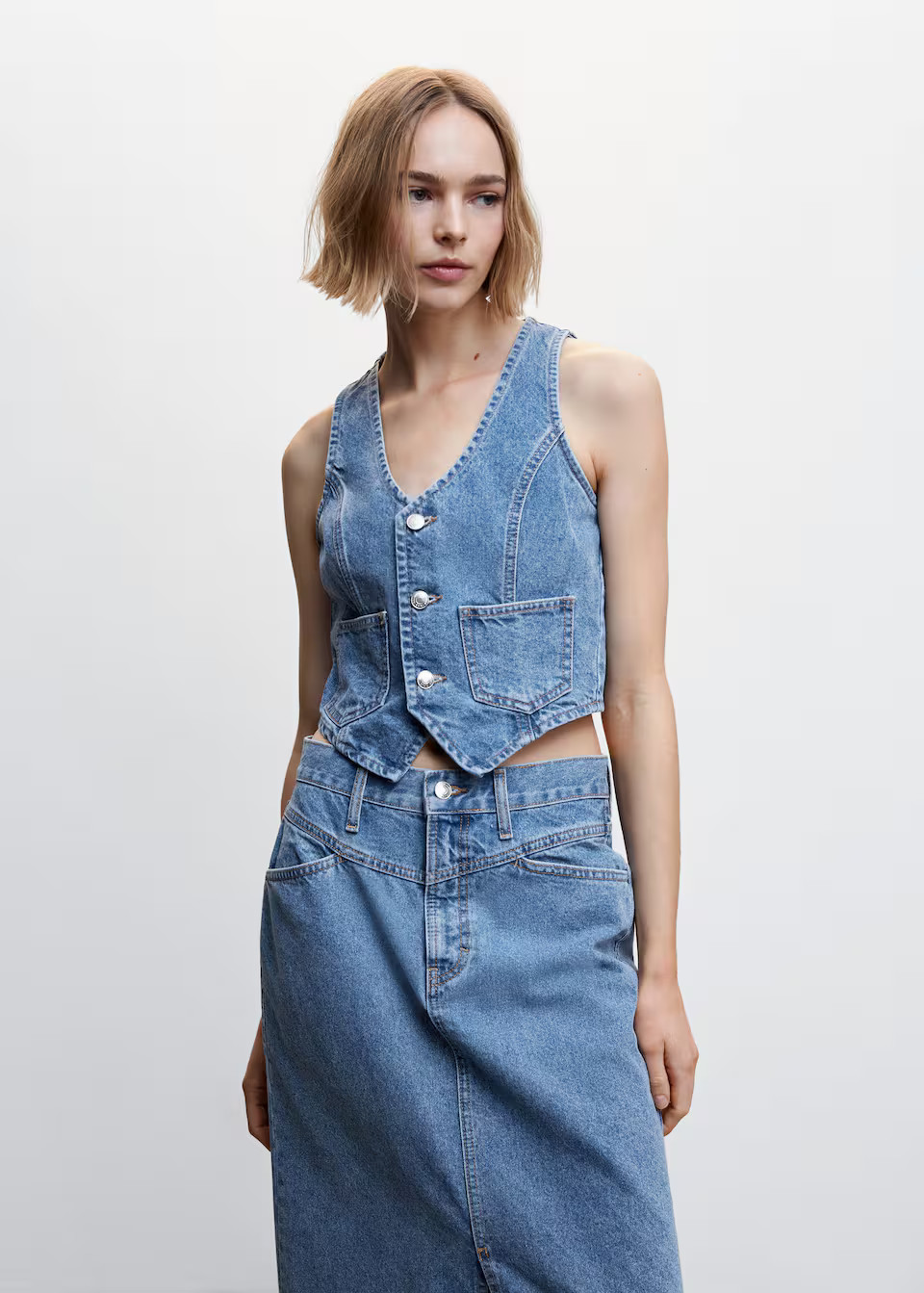 Denim vest with pockets -  Women | Mango USA | MANGO (US)