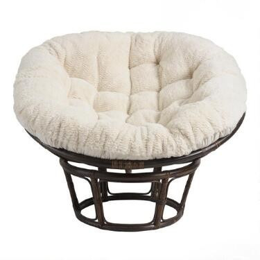 Faux Fur Papasan Chair Cushion | World Market