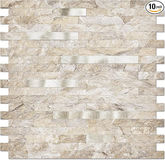 DICOFUN 10-Sheet Peel and Stick Backsplash Wall Tile, PVC Kitchen Backsplash Peel and Stick in Sa... | Amazon (US)