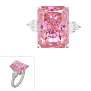 Pink Emerald-Cut Center with Pear Side Stones | Fantasia by DeSerio
