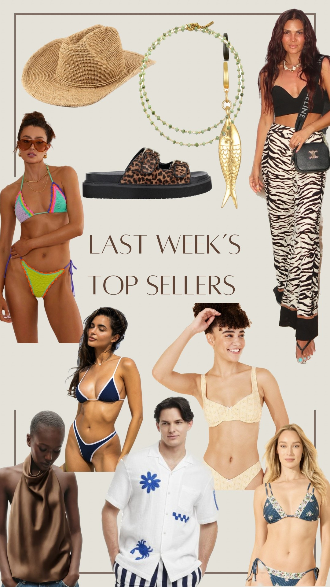 Last Week’s Top Sellers 

1. H&M Animal Print Pants 
2. Marc Fisher Agusta Sandals
3. Sequin Jewelry - Code: KristinRose20
4. Beach Riot Crochet Bikini 
5. Gigi Pip Ames Hat - Code: Kristin15
6. Men’s Cover-Up Embroidered Shirt 
7. Zara Silky Top
8. Yellow Bikini
9. Paisley Bikini
10. Skatie Bikini - Linked in ShopMy in my IG bio 



#LTKShoeCrush #LTKStyleTip #LTKSwim