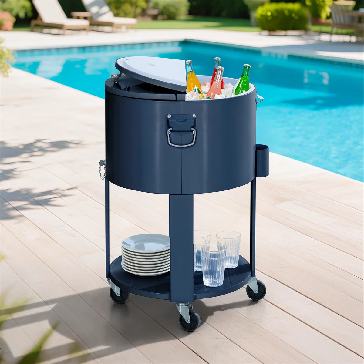 Sunjoy 60 Quart Rooling Ice Chest Cooler Cart, Portable Patio Party Bar Drink Cooler Cart, Bevera... | Wayfair North America