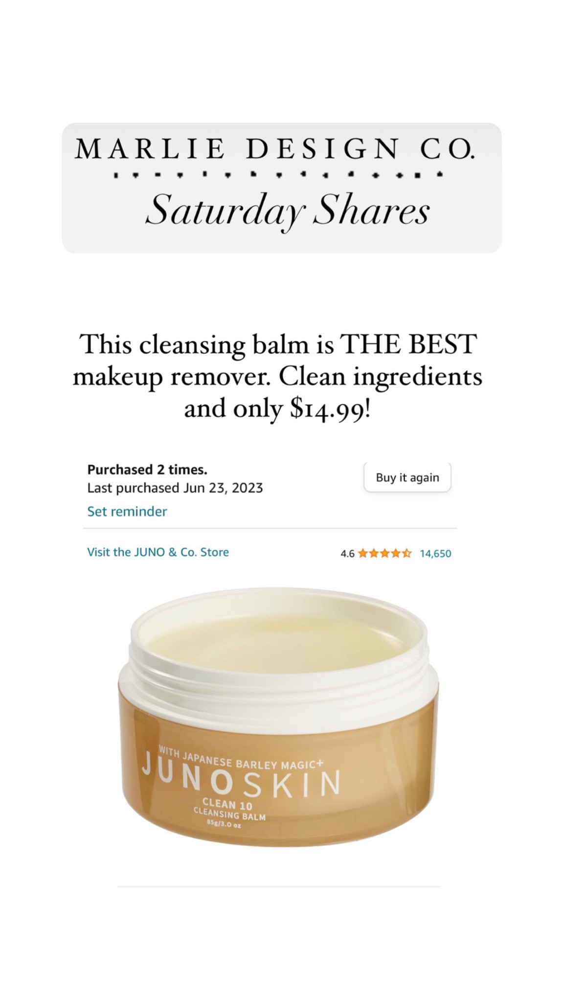 Juno skin cleansing balm | viral tik tok products | make up remover | make up removing cleanser | hydrating cleanser | cleansing balm | clean skin care | non toxic skin care | non toxic face wash | clean face wash | dry skin | Amazon | Amazon finds | affordable skin care 

#LTKbeauty #LTKover40 #LTKunder50