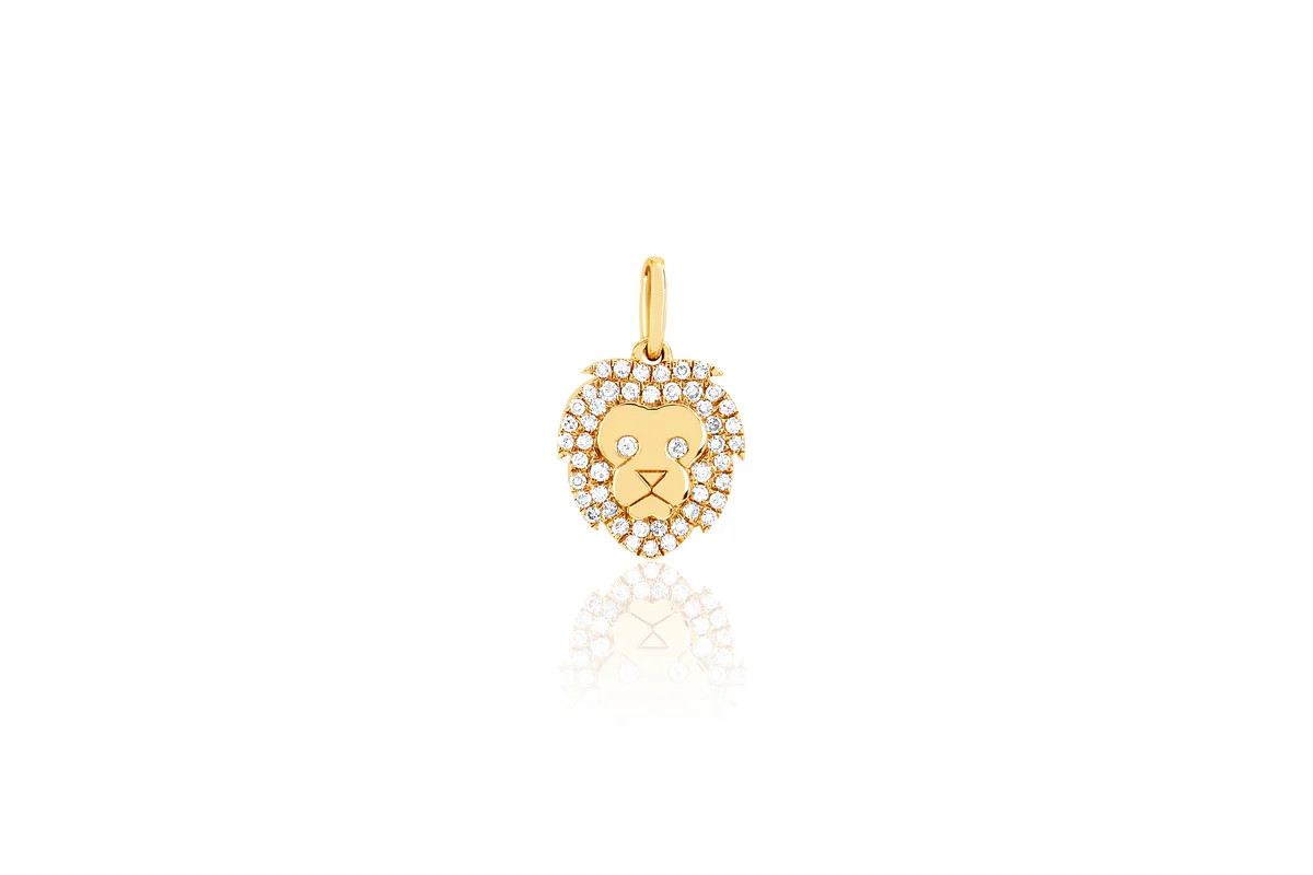 Diamond Lion Necklace Charm | EF Collection