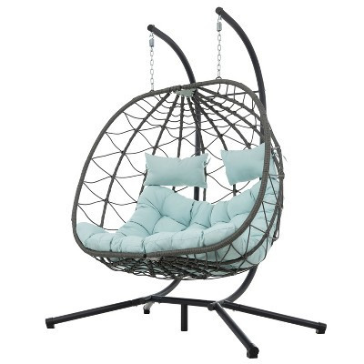 PAGED Swing Chair Outdoor, with Stand Indoor Outdoor Swing Chair Patio Wicker Hanging Egg Chair Hanging Basket Chair with Stand, Light Gray | Target