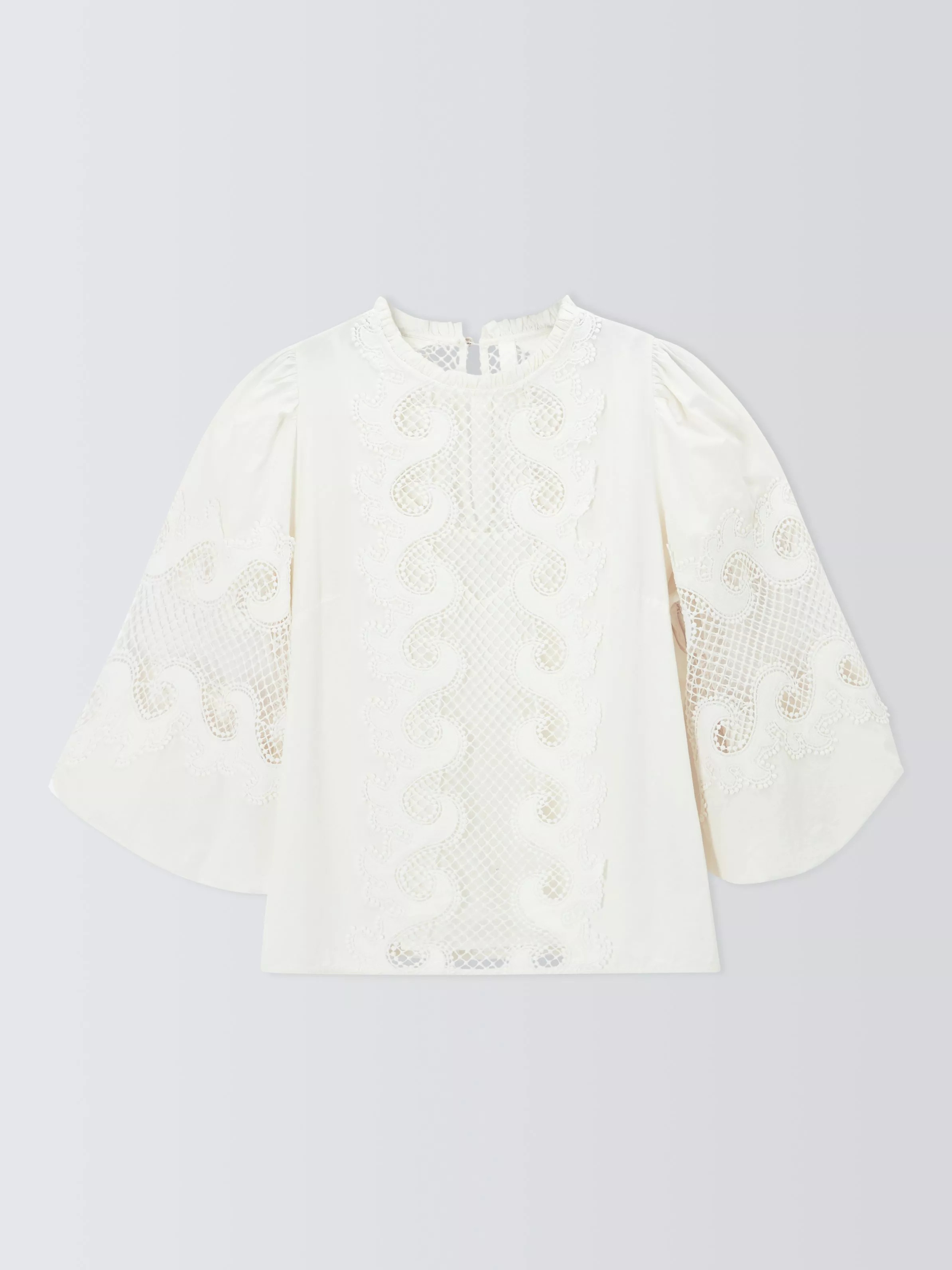 Giselle Short Sleeve Cut Out Cotton Top, Ecru | John Lewis (UK)