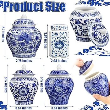 Hushee Small Blue and White Vase Porcelain Vases Blue Chinoiserie Decor Porcelain Ginger Jars for... | Amazon (US)