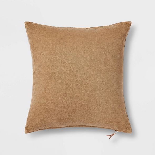 Washed Cotton Canvas Square Throw Pillow with Exposed Zipper - Threshold™ | Target