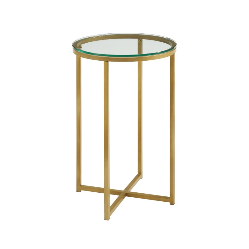 Delacora WE-BDF16ALSTG Neo 16" Round Modern Glass Side Table Glass with Gold Indoor Furniture Tables | Build.com, Inc.