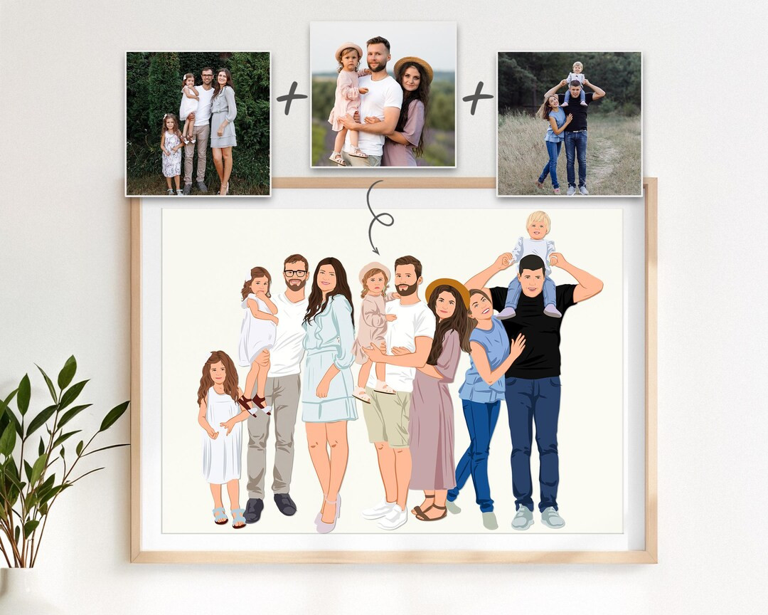 Custom Family Portrait: Add Deceased Loved One, Memorial Gift, Merge Photos - Etsy | Etsy (US)