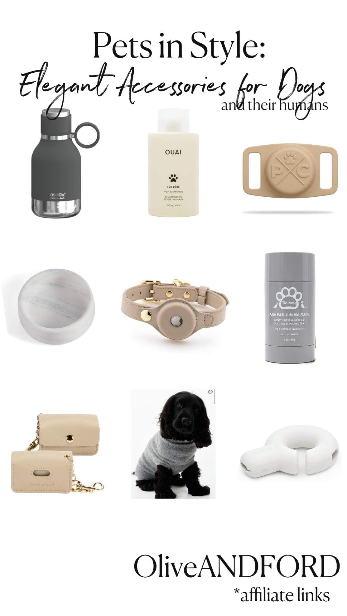 Because who says dogs can’t have as much style as their humans? 🐾✨ From marble bowls to chic collars, this collection proves that luxury isn’t just for the humans—it’s for the pups too. Accessorize your dog in elegance, then treat yourself to some stylish essentials because, well, you both deserve it.

#ElegantPets  
#ChicDogAccessories  
#StylishPups  
#PetStyle  
#LuxuryForDogs  
#PetGiftGuide  
#DogFashion  
#MarbleDogBowl  
#DogCollarStyle  
#OuaiDogShampoo  
#PetEssentials  
#DogTravelAccessories  

#LTKGiftGuide #LTKHoliday #LTKSeasonal