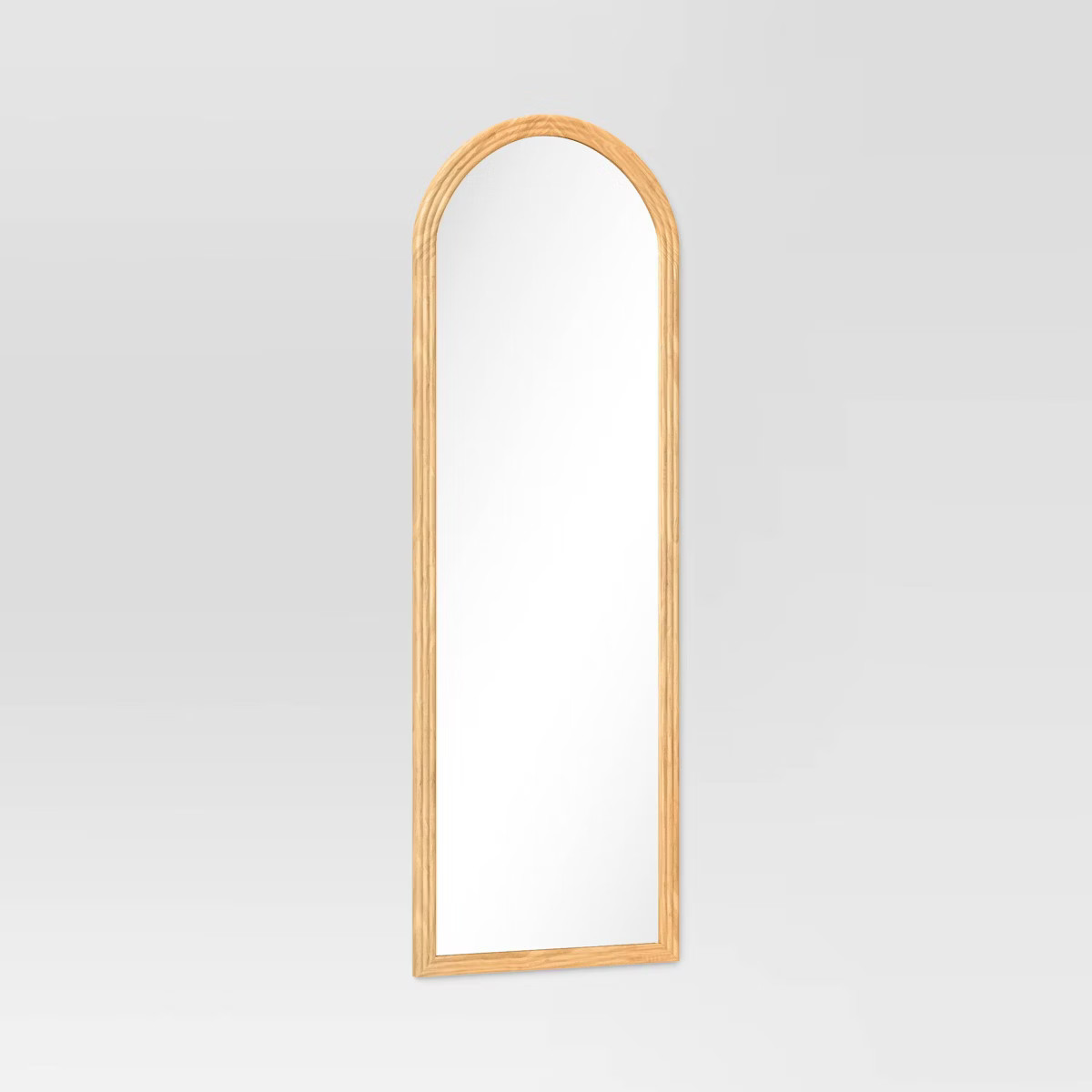 22" x 65" Fluted Arch Floor Mirror Light Natural - Threshold™: Pine Frame, No Assembly Required | Target