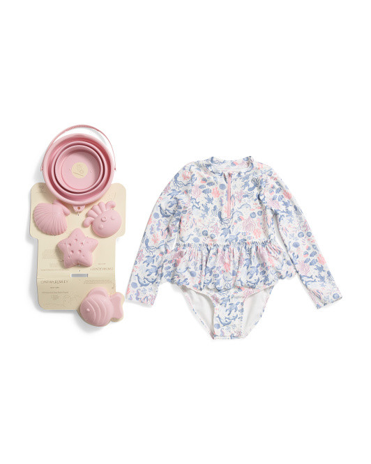 Toddler Girls Long Sleeve One-piece Swimsuit With Sand Toys | TJ Maxx