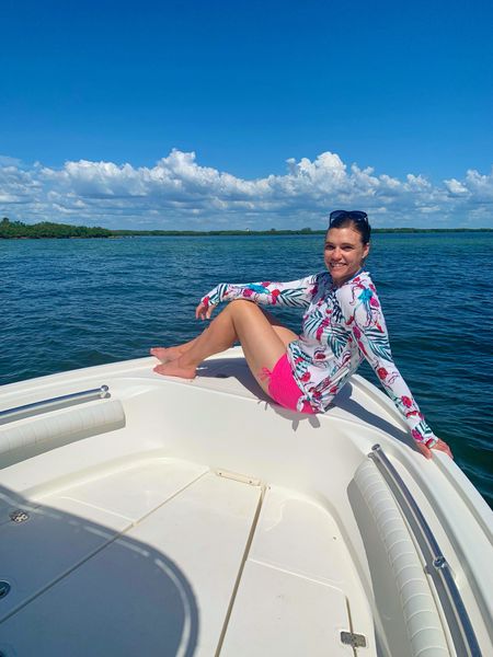 Boating adventures are better with stylish, sustainable sun protection. 🌊☀️ 

On sale now, this beautiful UPF 50+ Carve Designs Sydney Sunshirt is made from recycled materials. It's super soft and light as air. And it has thumb holes! 🙌

I love the botanical print paired with the versatile Barbados Short in fuschia. These lightweight UPF 50+ boy shorts are perfect for my paddleboarding adventures.

Carve Designs is a female-founded, sustainable, beach lifestyle brand; offering surf, swim and lifestyle clothing. They are dedicated to providing effortless feminine swimwear and clothing that actually fit real women.

#LTKSale #LTKswim #LTKtravel