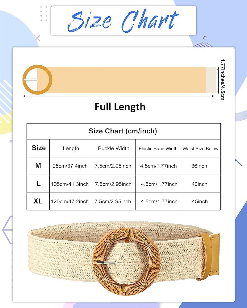 WILLBOND 4 Pcs Straw Woven Belt Elastic Stretch Rattan Waist Belt Women Skinny Raffia Dress Belt ... | Amazon (US)