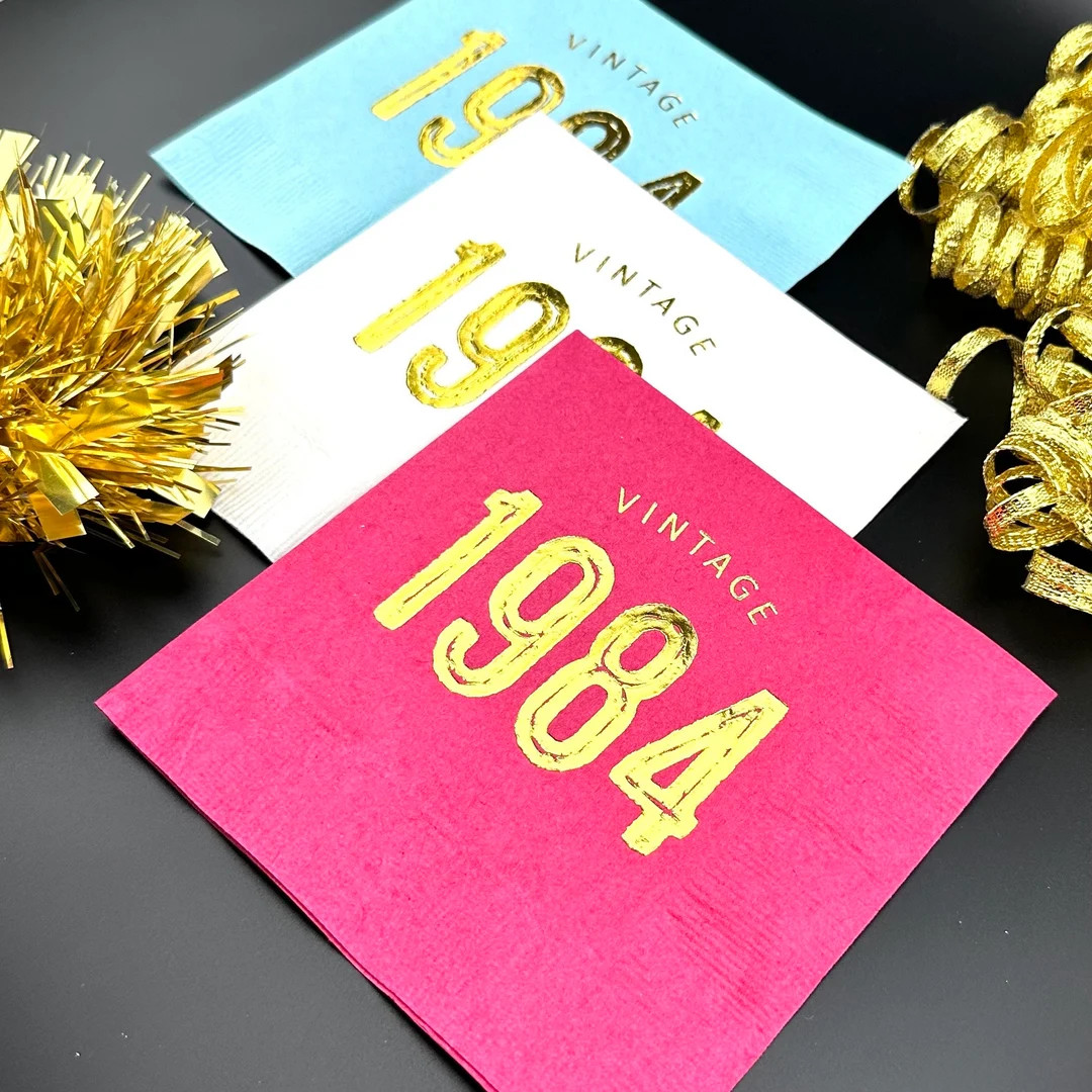 40th Birthday Napkins, Vintage 1984, 40th Birthday Decorations, 40th Birthday Decor, Fortieth Bir... | Etsy (US)