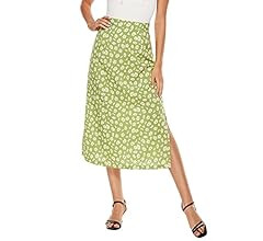 LYANER Women's Casual Print Side Split High Waist Zipper Midi Skirt | Amazon (US)