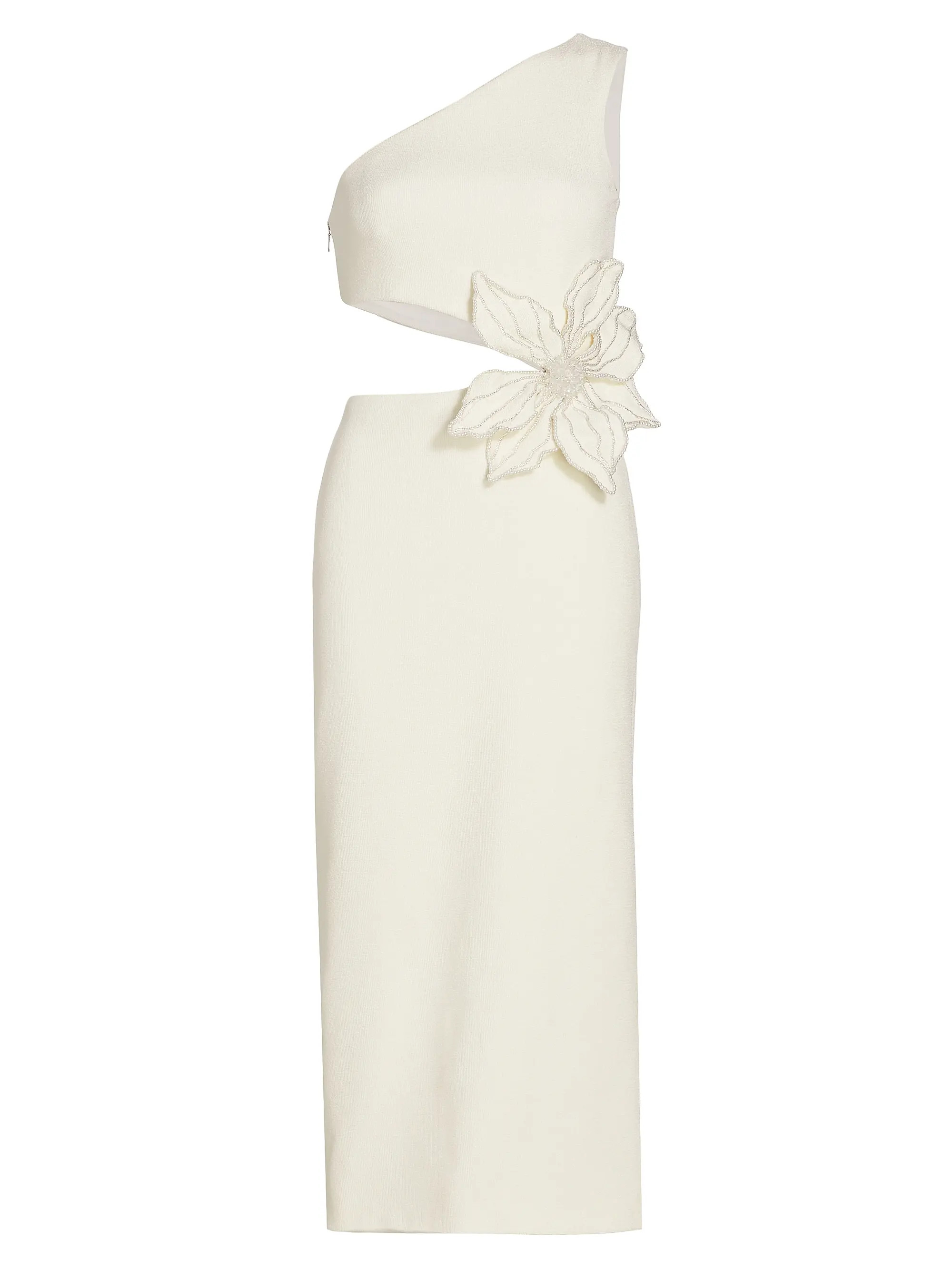 One-Shoulder Knit Appliqué Midi-Dress | Saks Fifth Avenue