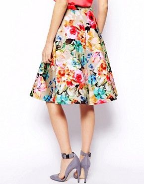 ASOS Scuba Midi Skirt In Neon Floral | Asos AU
